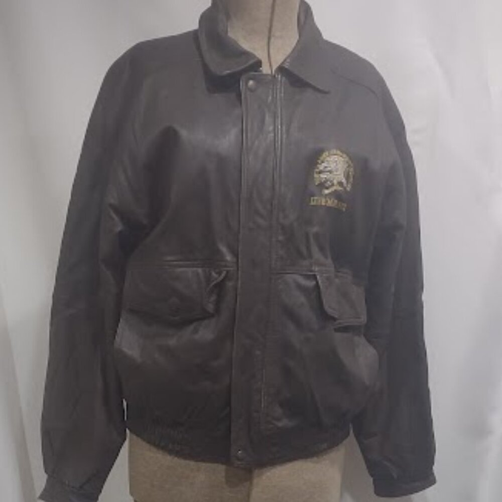 NORTH AMERICAN HUNTING CLUB LIFE MEMBER LEATHER JACKET VINTAGE 80'S MENS SIZE M